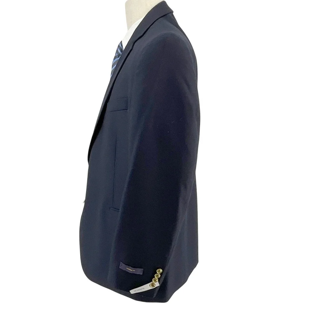 NWT Stafford Executive Classic Fit Blazer Navy Wool Men 48 REG Gold Buttons‎